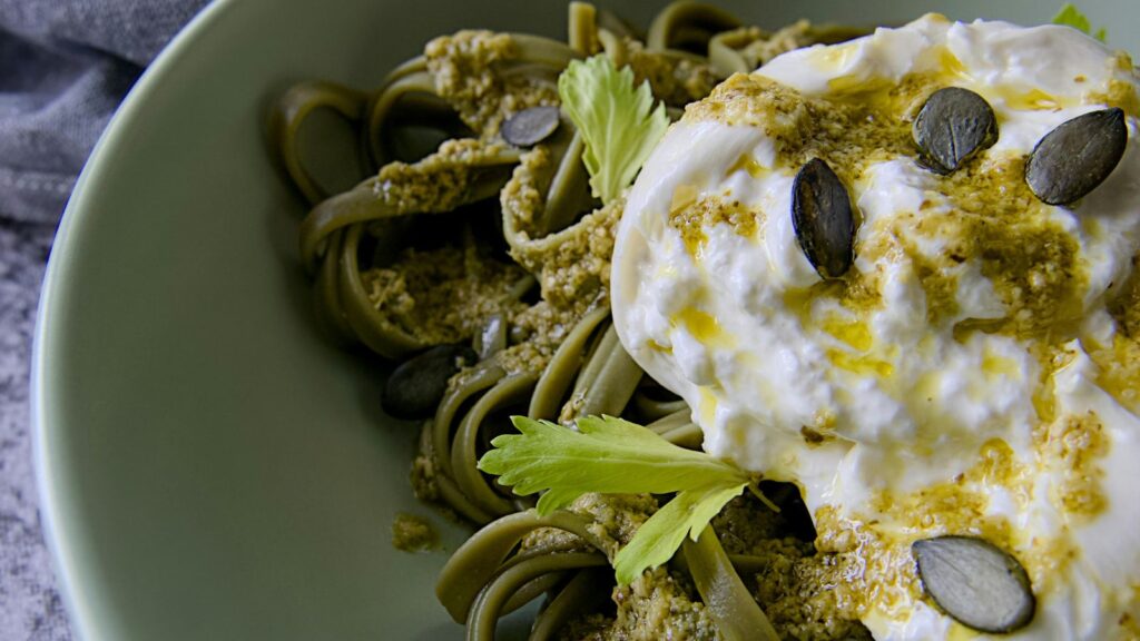 Pasta with Peas and Burrata